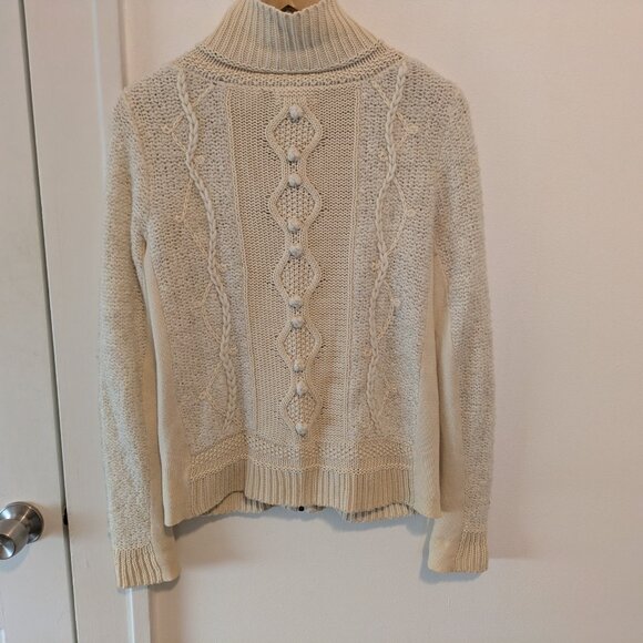 Anthropologie Sleeping On Snow Northbound Ivory Zip Up Cardigan - Picture 9 of 16